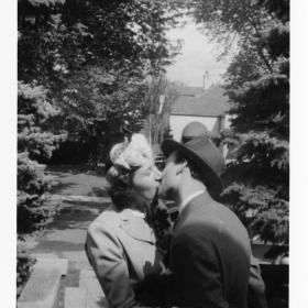 William Levine kisses his wife goodbye