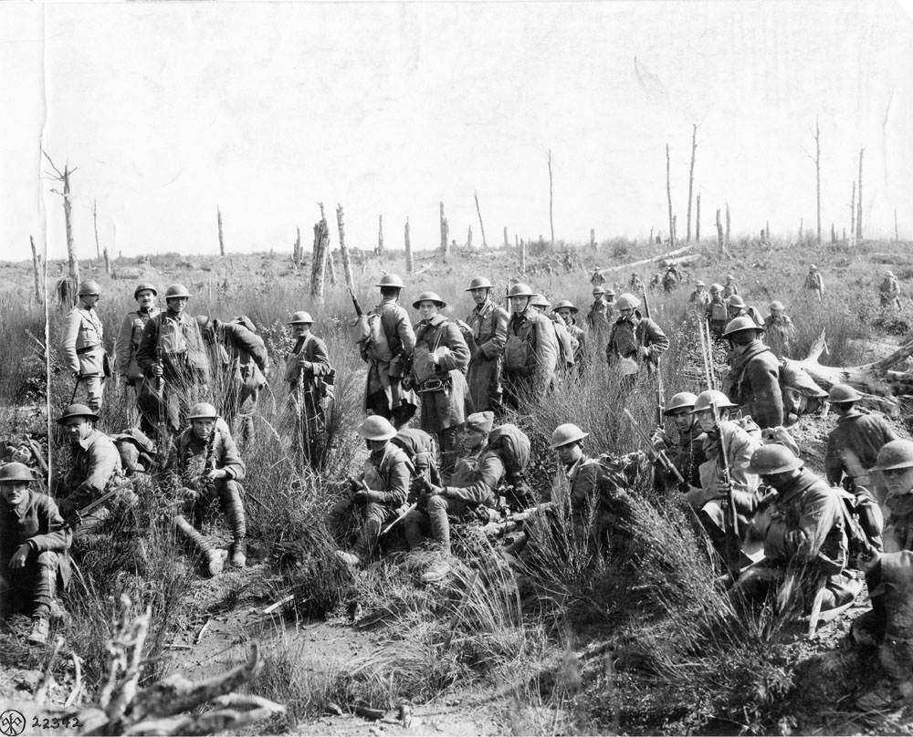 Soldiers taking a break in the Argonne Forest.