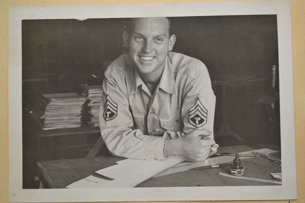Jack V. Sewell at his desk in 1945.