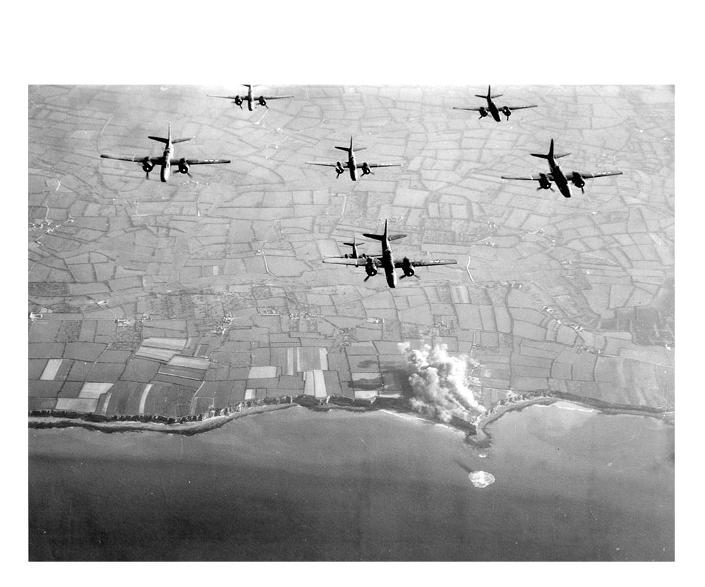 Bombing runs by Douglas A-20 Havocs.