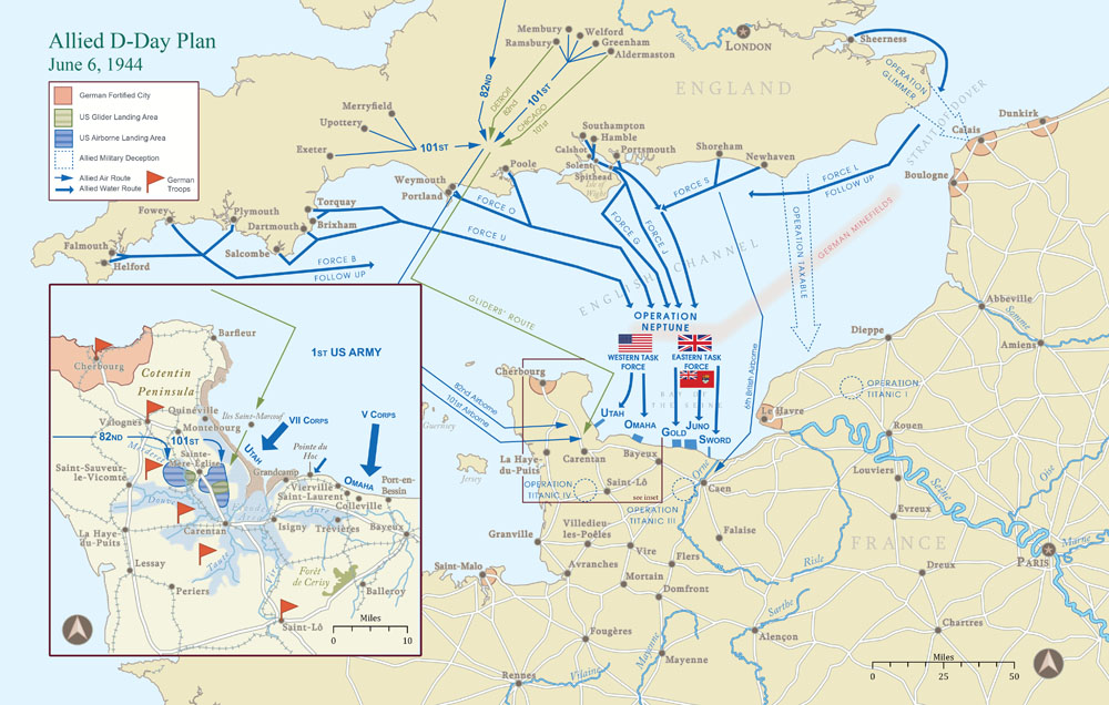 Map of the Allied D-Day plan.