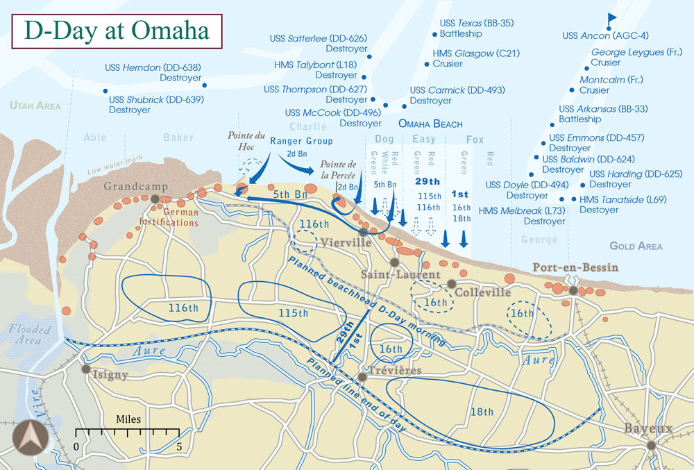 The overview plan of the attack on Omaha Beach.