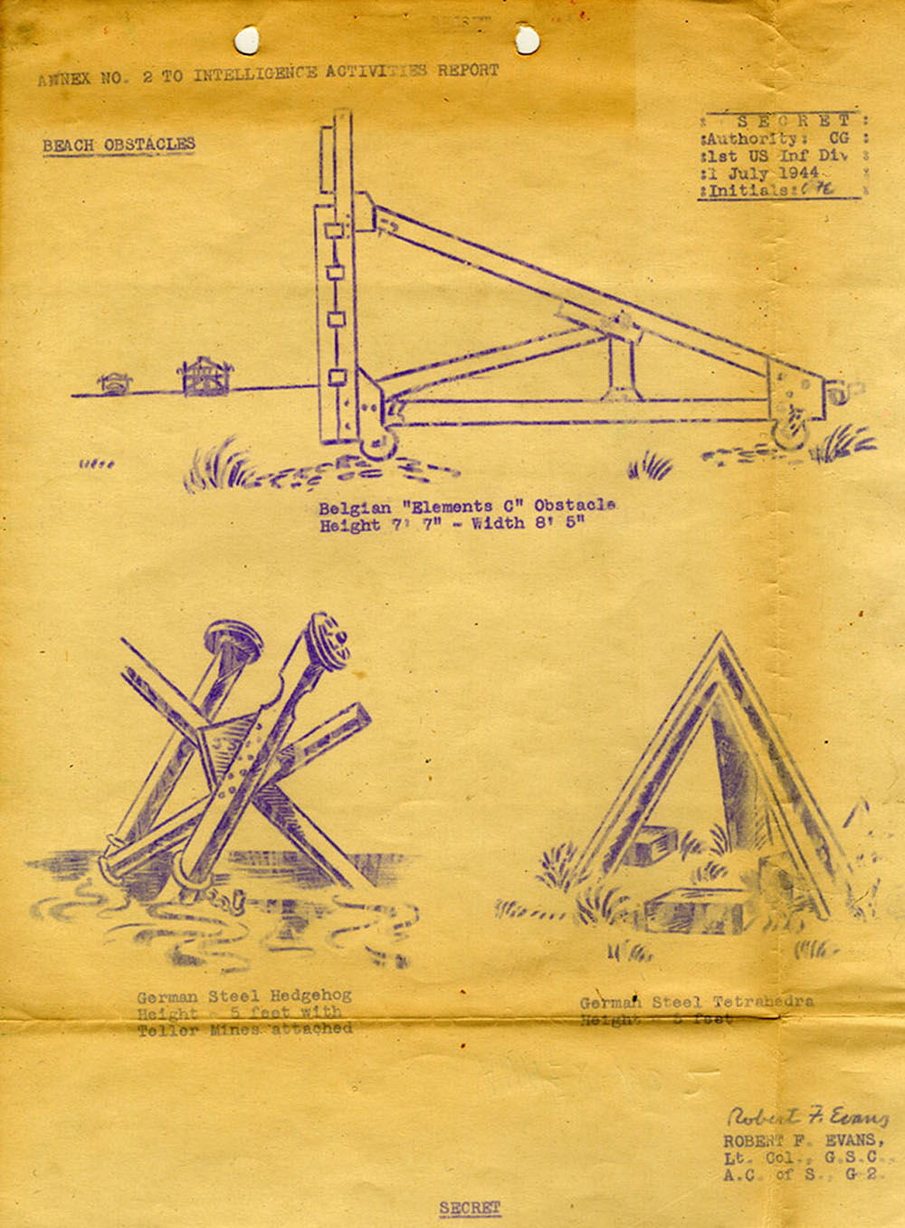 Drawings of German beach obstacles