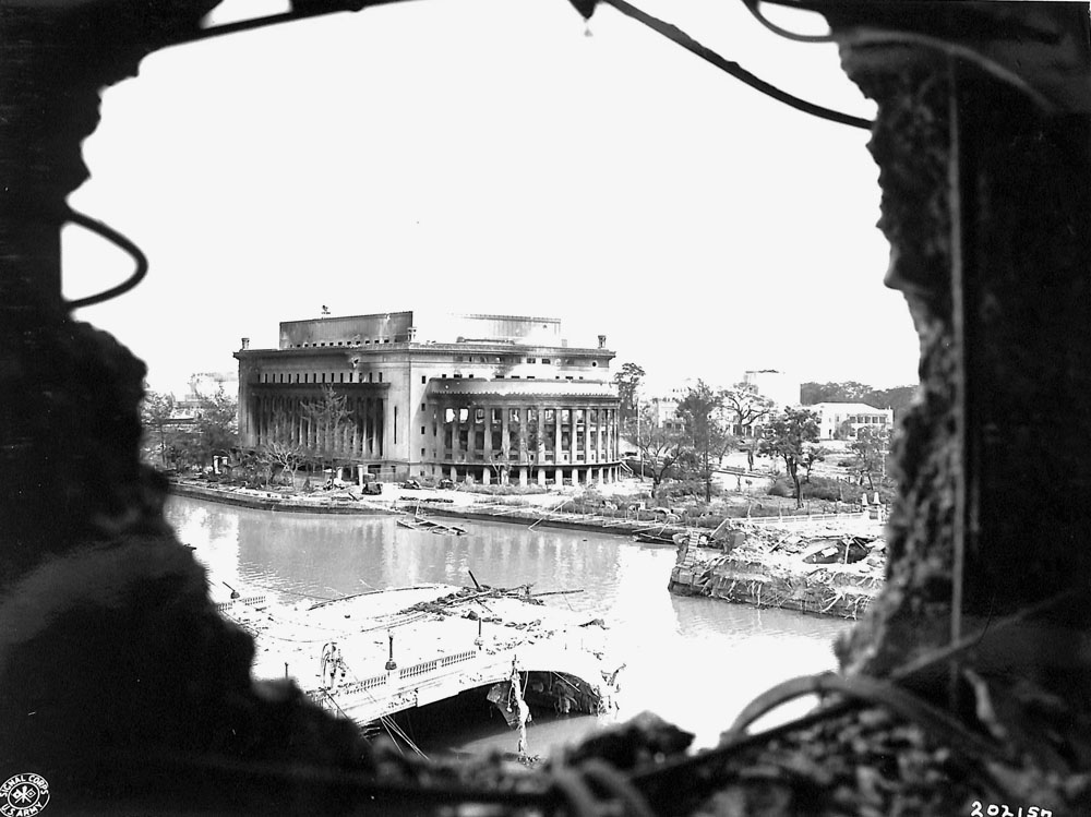 Destroyed post office building in Manila, Philippines.