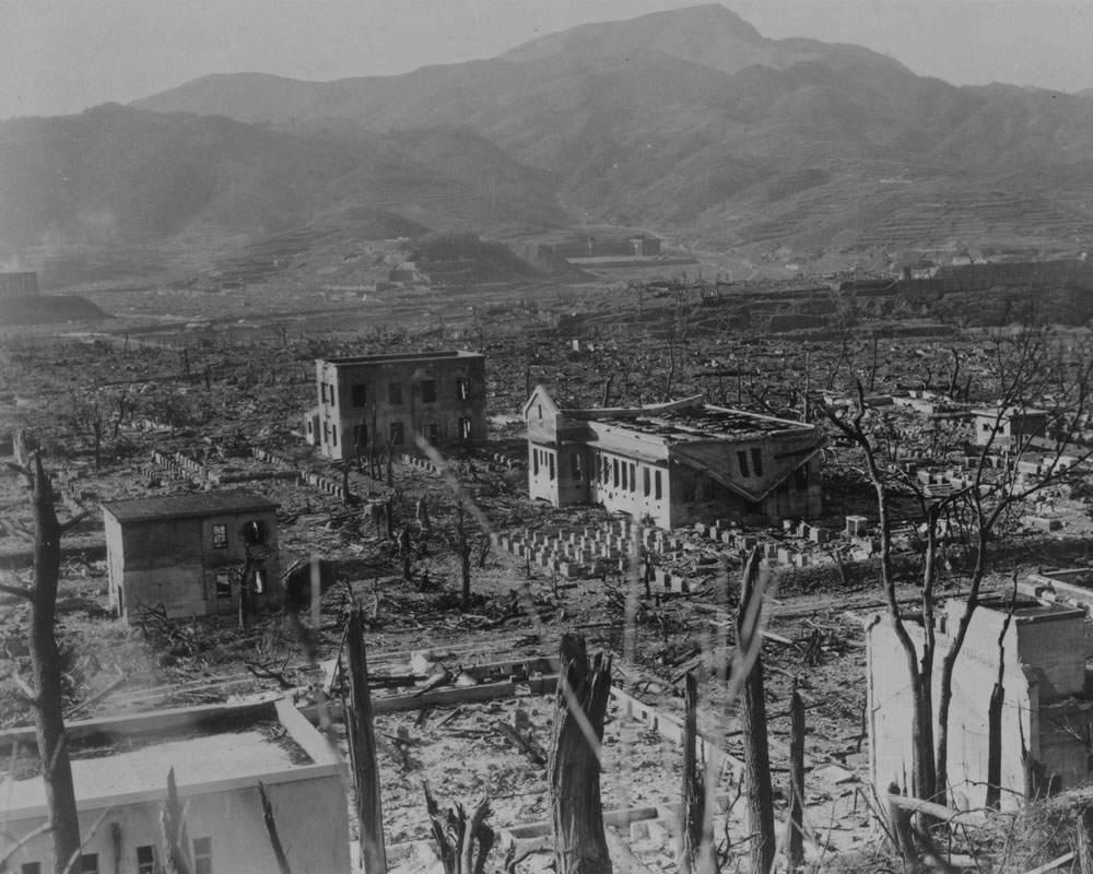 Japanese city Nagasaki after the atomic bomb was dropped.