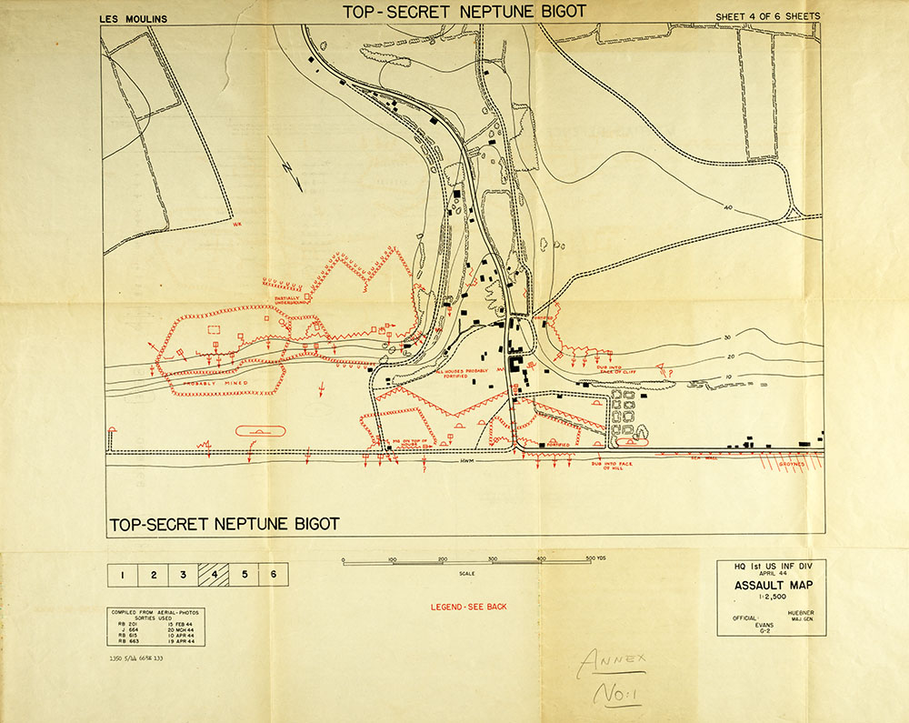 Reconnaissance map used by landing force