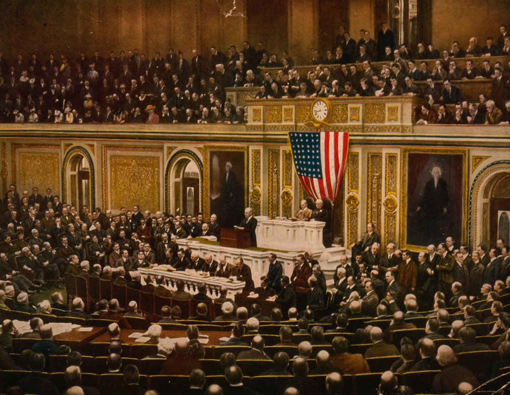 On April 2, 1917, President Woodrow Wilson stood before a special joint session of Congress to deliver a speech asking for a declaration of war against Germany.