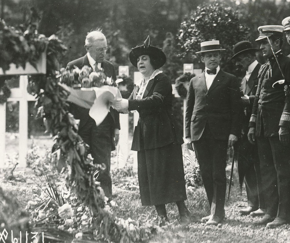 President Woodrow Wilson Decorating graves at Suresnes American Cemetery