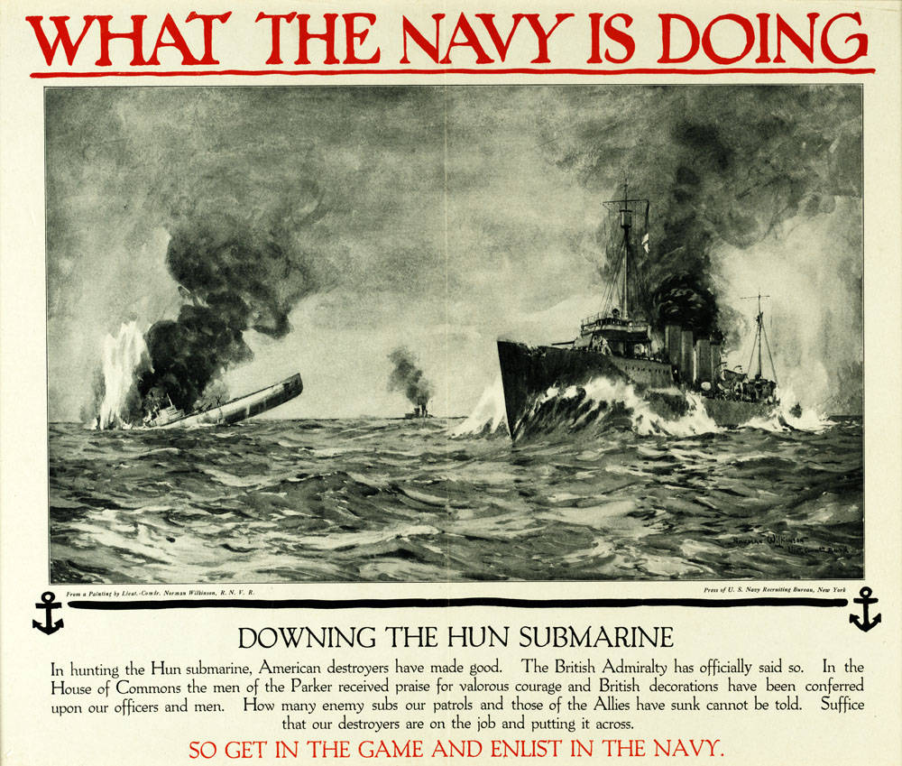 Downing the Hun Submarine poster.