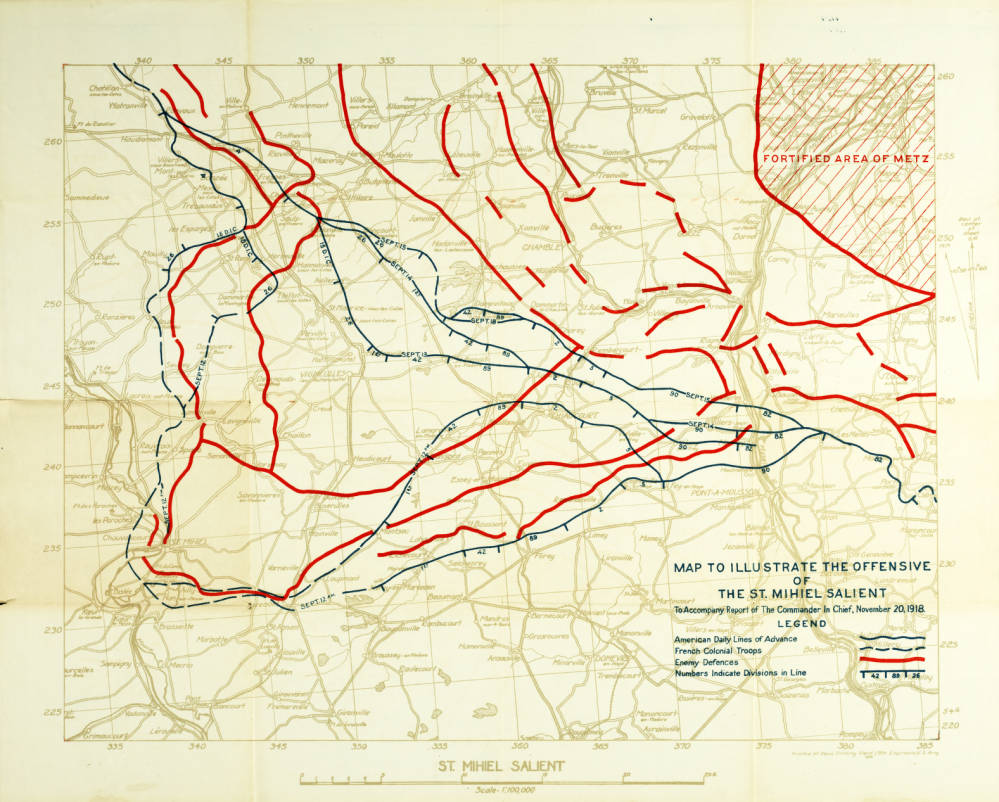 29th Engineer Regiment, United States Army map to illustrate the offensive of the St. Mihiel Salient.