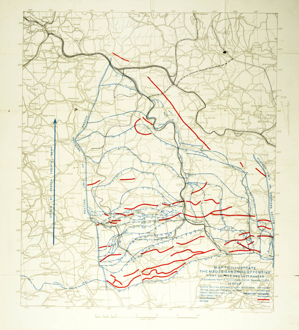 29th Engineer Regiment, United States Army map to illustrate the Meuse-Argonne Offensive.