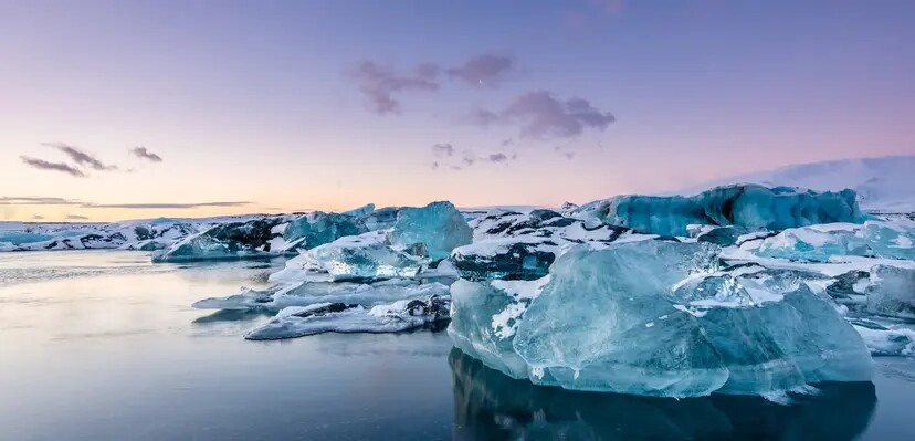 Icebergs at a glacial lagoon in Iceland
