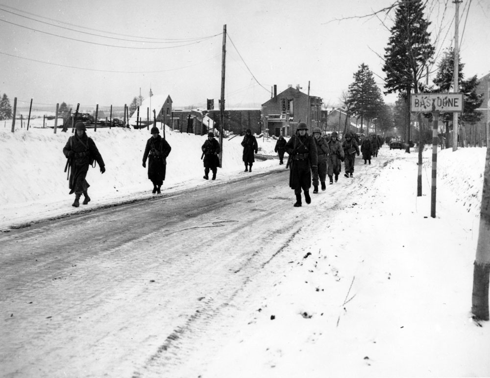 Members of the 101st Airborne Division as they Move Out of Bastogne, Belgium