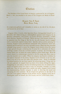 Medal of Honor Citation