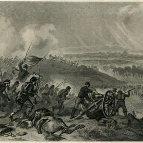 Illustration of the Union charge at Cemetery Hill.