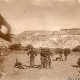 Photograph of Erasmus Corwin Gilbreath seated next to his son-in-law, Oliver Edwards in the Arizona Territory.