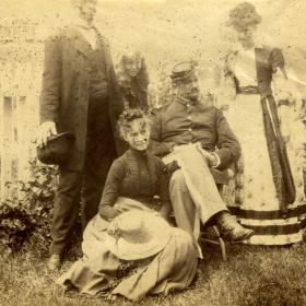 Standing from left to right: William, Nan, and Susan Corse Gilbreath; Seated from left to right: Etta and Erasmus Corwin Gilbreath