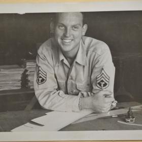 Jack V. Sewell at his desk in 1945.