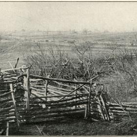 Photograph of split-rail fencing on the battlefield near Manassa, Virginia
