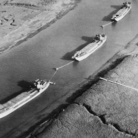 Dummy landing craft used as decoys in south-eastern harbours in the period before D-Day.