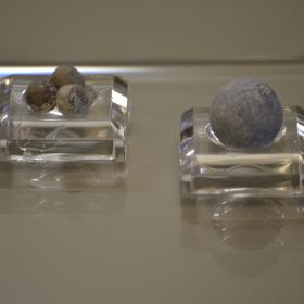 Buckshot pictured on the left and musket ball on the right