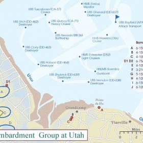 Map of the naval bombardment group at Utah Beach 