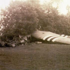Photograph of a crashed glider