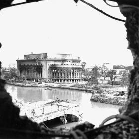 Destroyed post office building in Manila, Philippines.