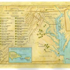 Map showing the odyssey of Erasmus Corwin Gilbreath's service.
