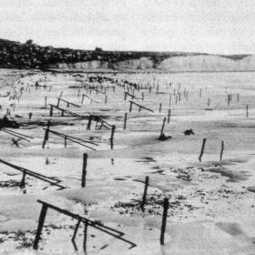 German beach obstacles designed to stop the Allies