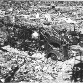 Hiroshima, Japan after the atomic bomb was dropped.