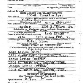 William Levine's enlistment record