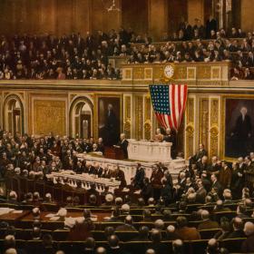 On April 2, 1917, President Woodrow Wilson stood before a special joint session of Congress to deliver a speech asking for a declaration of war against Germany. 